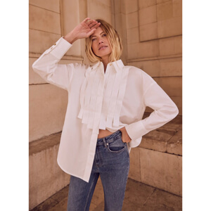 Mint Velvet White Bib Detail Cotton Shirt